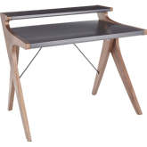 Archer Desk in Walnut Finish Wood w/ Grey Wood Top